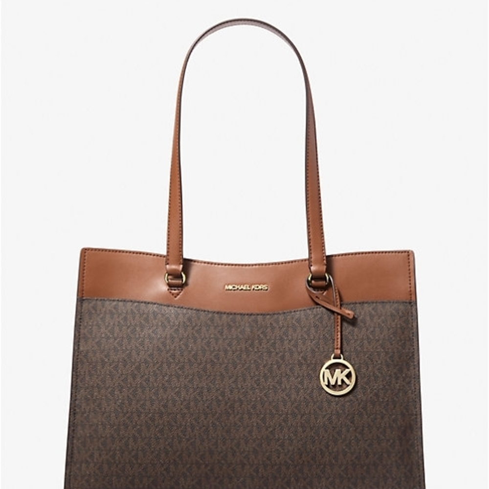Michael Kors Brown and Tan Logo Tote